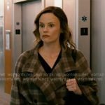 Dr. Caitlin Lenox’s brown plaid coat on Chicago Med