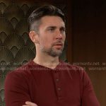 Cane’s red henley shirt on The Young and the Restless