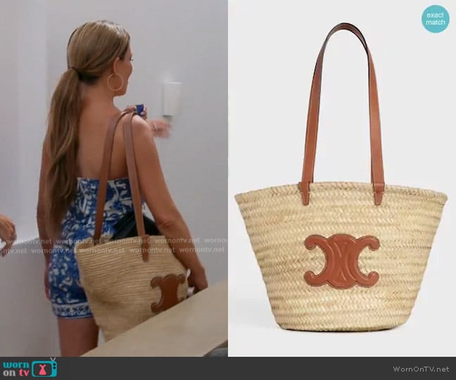 Celine Classic Panier Medium Bag in palm leaves and calfskin worn by Britani Bateman on The Real Housewives of Salt Lake City