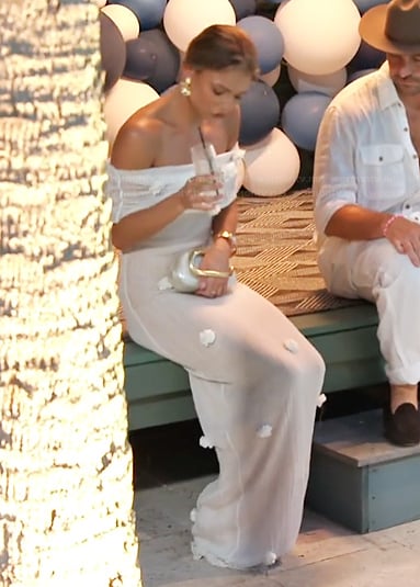 Charley’s white sheer off shoulder dress on Southern Charm