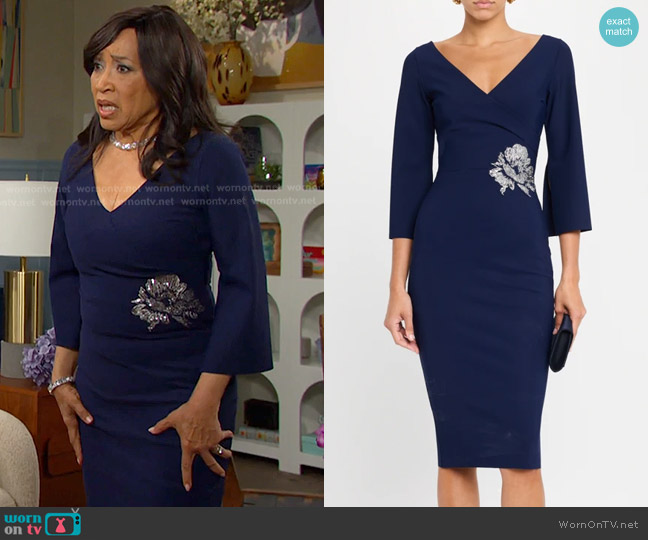 Chiara Boni La Petite Robe Shusui Bodycon Sequin Applique Midi Dress worn by Paulina Price (Jackée Harry) on Days of our Lives