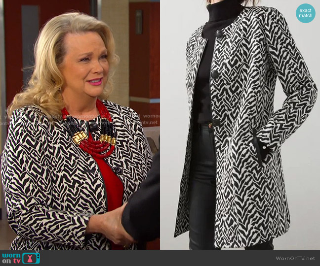 Chico's Jacquard Zebra Print Topper Jacket worn by Anna DiMera (Leann Hunley) on Days of our Lives
