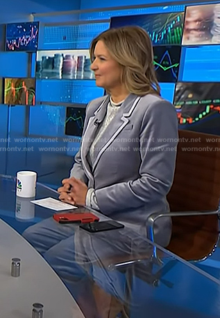 Christine Romans’ grey velvet suit on NBC News Daily