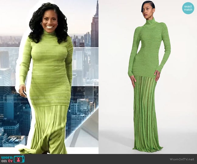 Christopher John Rogers Turtleneck Ribbed Knit Maxi Dress worn by Sheinelle Jones on Today