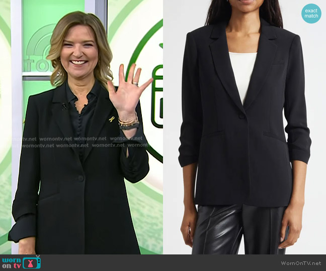 Cinq a Sept Khloe Ruched Sleeve Blazer worn by Christine Romans on Today