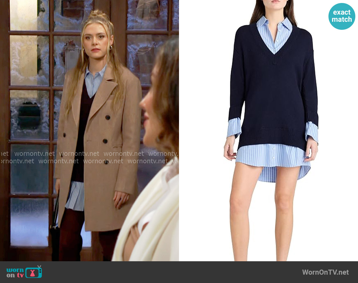 Cinq a Sept Remie Stripe Santina Dress worn by Claire Grace (Hayley Erin) on The Young and the Restless