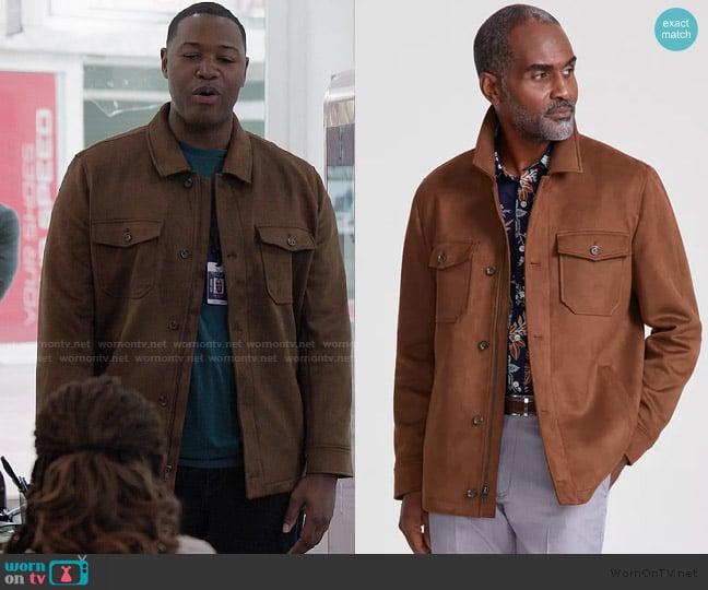 Club Room Faux-Suede Jacket worn by Dominic (Luke Tennie) on Abbott Elementary