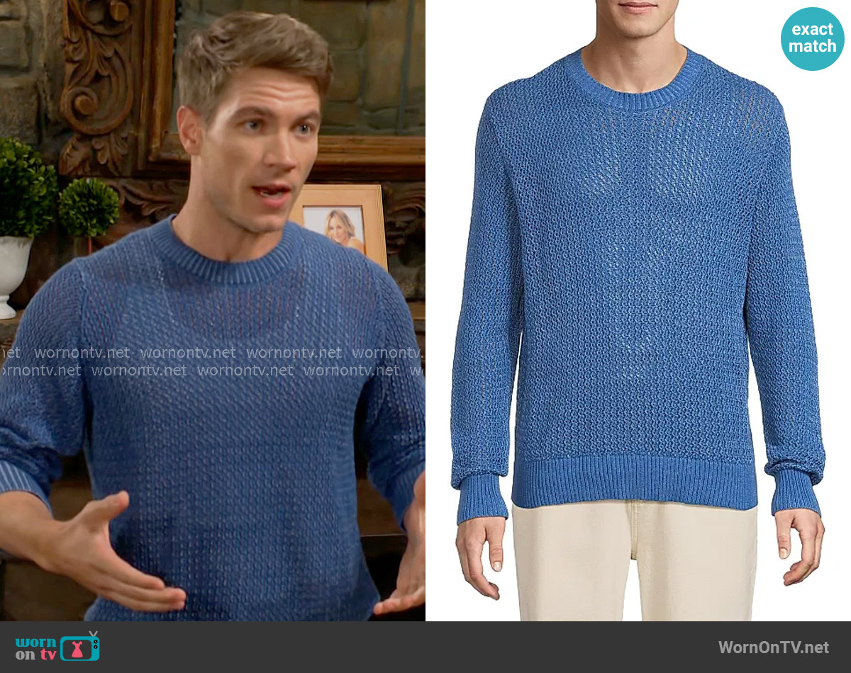 Corridor Open-Knit Pima Cotton Sweater worn by Noah Newman (Lucas Adams) on The Young and the Restless