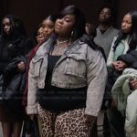Krystal’s gray cropped denim jacket on Abbott Elementary