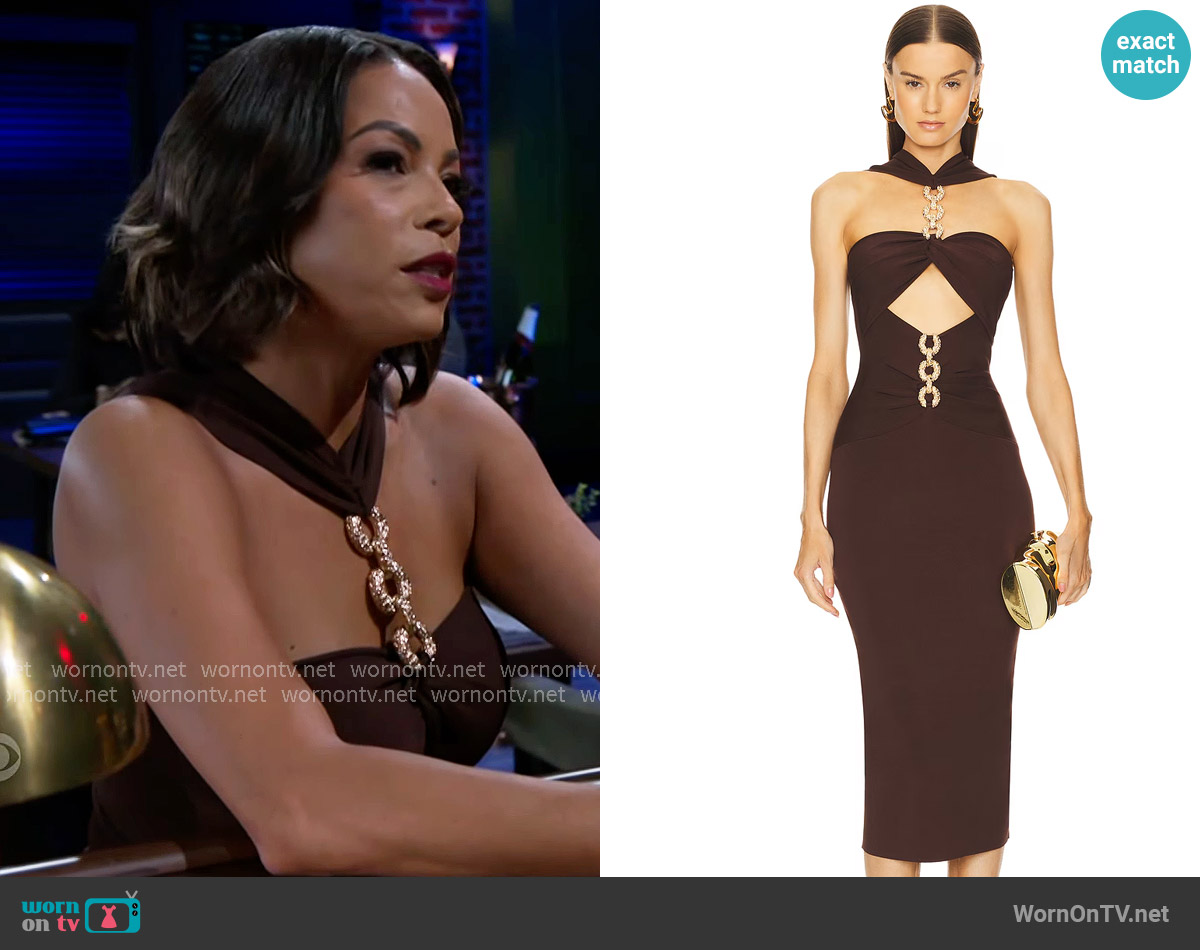Cult Gaia Cristos Dress in Java worn by Nicole Dupree Richardson (Daphnee Duplaix) on Beyond the Gates