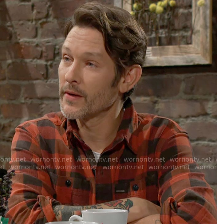 Daniel’s red checked shirt on The Young and the Restless
