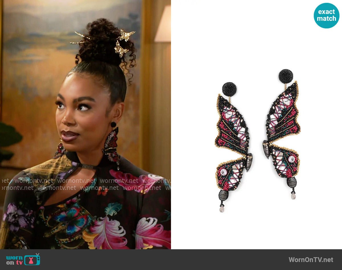 Deepa Gurnani Arcadia Earrings worn by Chelsea Hamilton (RhonniRose Mantilla) on Beyond the Gates