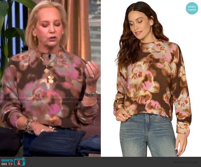 Democracy Printed Long-Sleeve Sweater worn by Caren Lettiere on The View