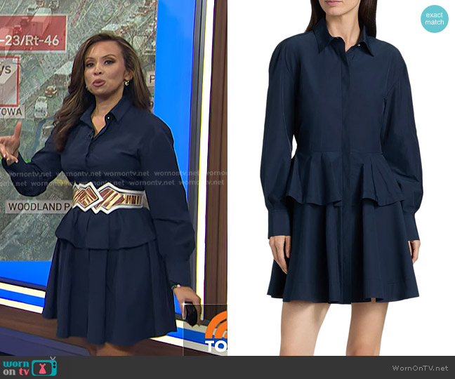 Derek Lam 10 Crosby Azure Ruffled Mini-Shirtdress worn by Adelle Caballero on Today