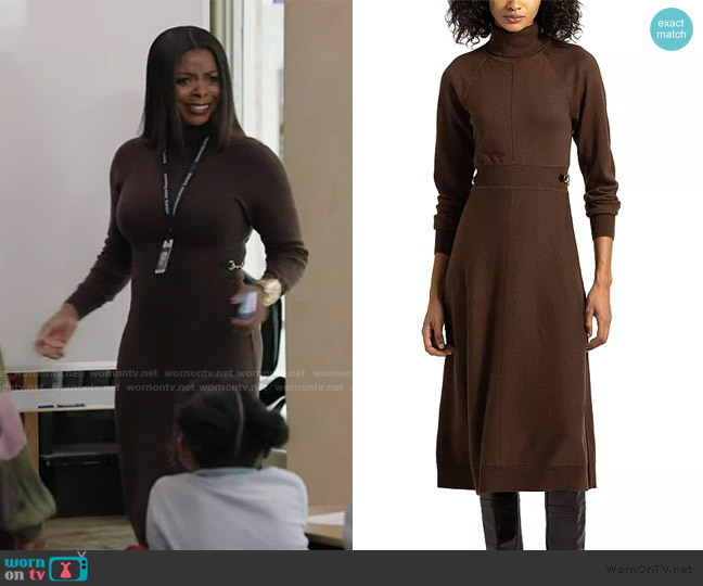 Derek Lam 10 Crosby Becky Sweater Dress worn by Ava Coleman (Janelle James) on Abbott Elementary