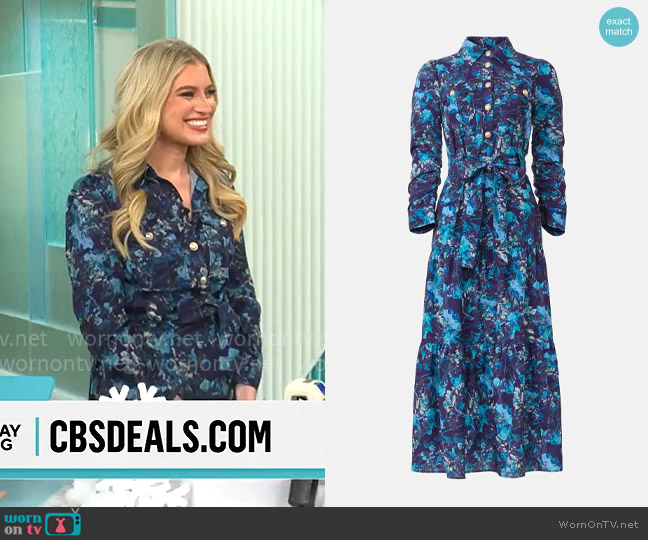 Derek Lam 10 Crosby x Rent the Runway Printed Tie Waist Shirt Dress worn by Ashley Bellman on CBS Mornings