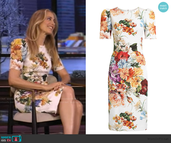 Dolce and Gabbana Floral-print midi dress worn by Kim Raver on Live with Kelly and Mark