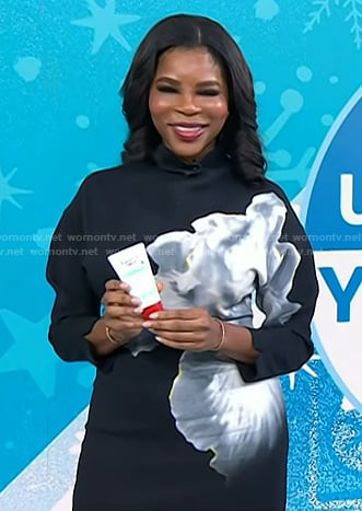 Dr. Michelle Henry’s black floral sweater dress on Today