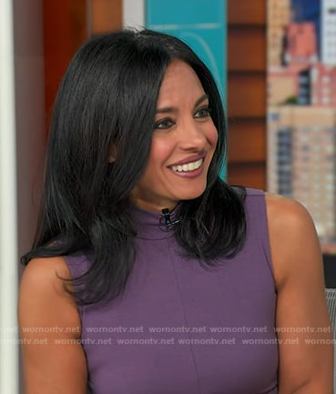 Dr. Tara Narula’s purple mock neck sleeveless dress on Good Morning America