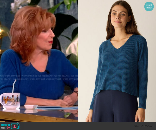 Eileen Fisher Italian Cashmere Ribbed V-Neck Top worn by Ana Navarro on The View