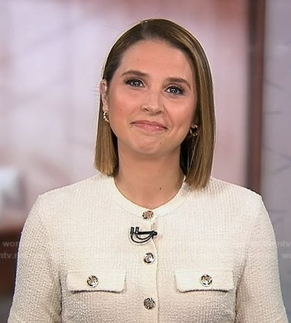 Elizabeth’s ivory textured cardigan on Good Morning America