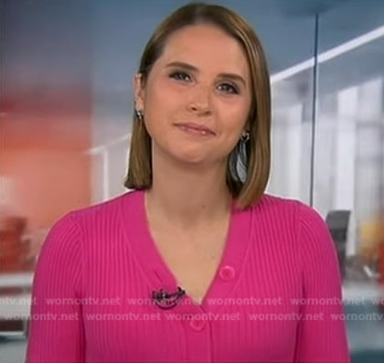Elizabeth’s pink ribbed cardigan on Good Morning America