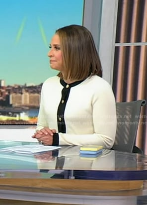 Elizabeth’s white cardigan on Good Morning America