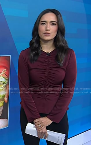 Emilie’s burgundy ruched top on Today
