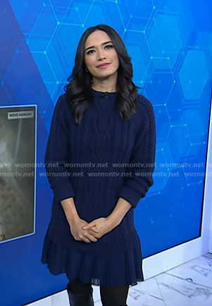 Emilie’s navy cable knit sweater dress on Today