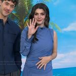 Emily Bader’s blue one sleeve gathered dress on Today