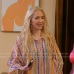 Erika’s zig zag print oversized shirt and pants on The Real Housewives of Beverly Hills