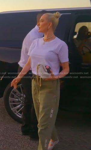 Erika’s green embellished pants on The Real Housewives of Beverly Hills