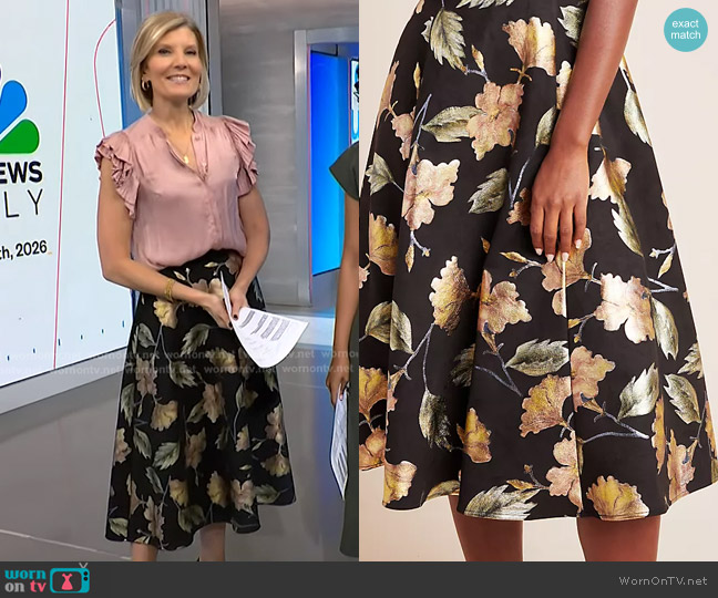 Eva Franco Metallic Midi Skirt worn by Kate Snow on NBC News Daily