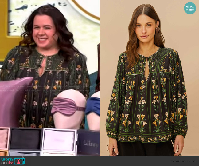 Farm Rio Black flowers arch lenzing Blouse worn by Regina Decicco on The View