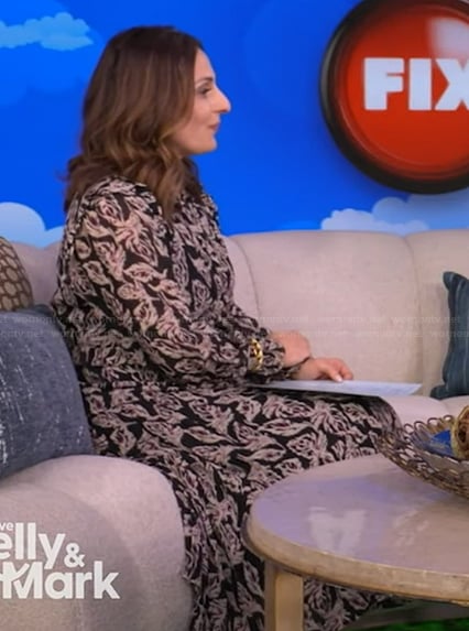 Farnoosh Torabi’s floral print long sleeve dress on Live with Kelly and Mark
