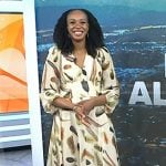 Blayne Alexander’s beige feather print maxi dress on Today