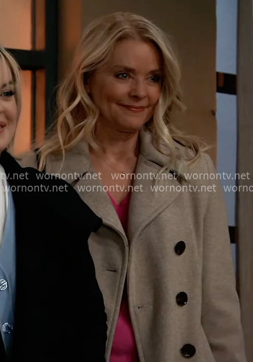 Felicia’s beige peacoat on General Hospital