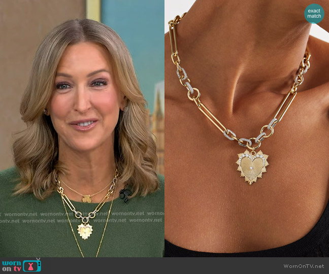 Foundrae Love 18-karat Gold Diamond Necklace worn by Lara Spencer on Good Morning America