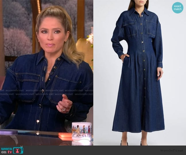 Frame Nipped Long Sleeve Twill Maxi Dress worn by Sara Haines on The View