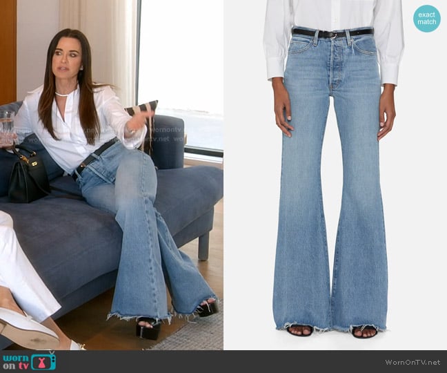 Frame The Pixie Lax Jeans in Alderton Raw Fray worn by Kyle Richards on The Real Housewives of Beverly Hills