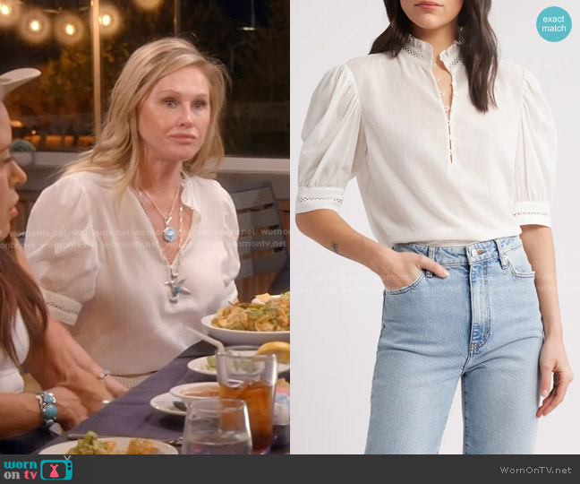 Frame The Ruffle Collar Top worn by Kathy Hilton on The Real Housewives of Beverly Hills