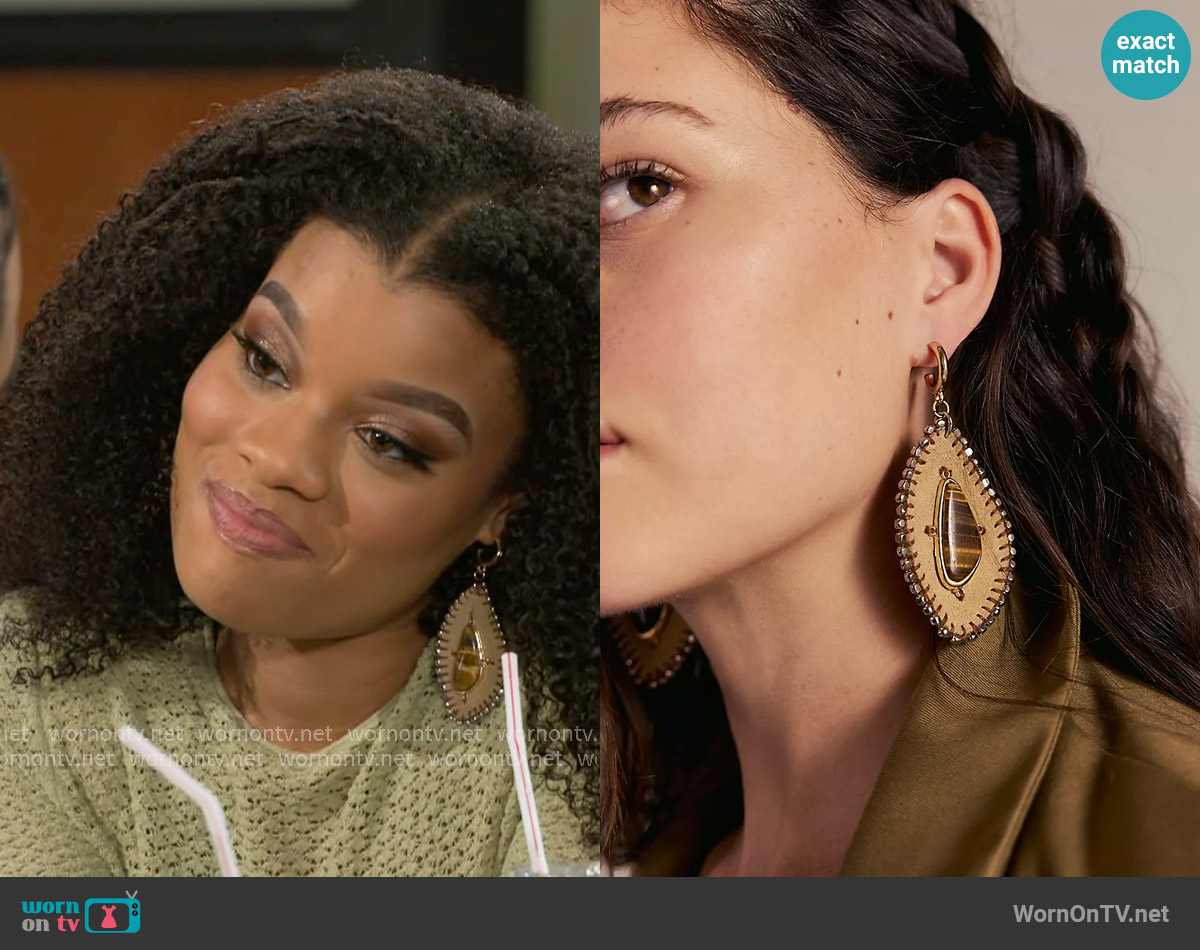 Free People Hettie Dangle Earrings worn by Eva Thomas (Ambyr Michelle) on Beyond the Gates