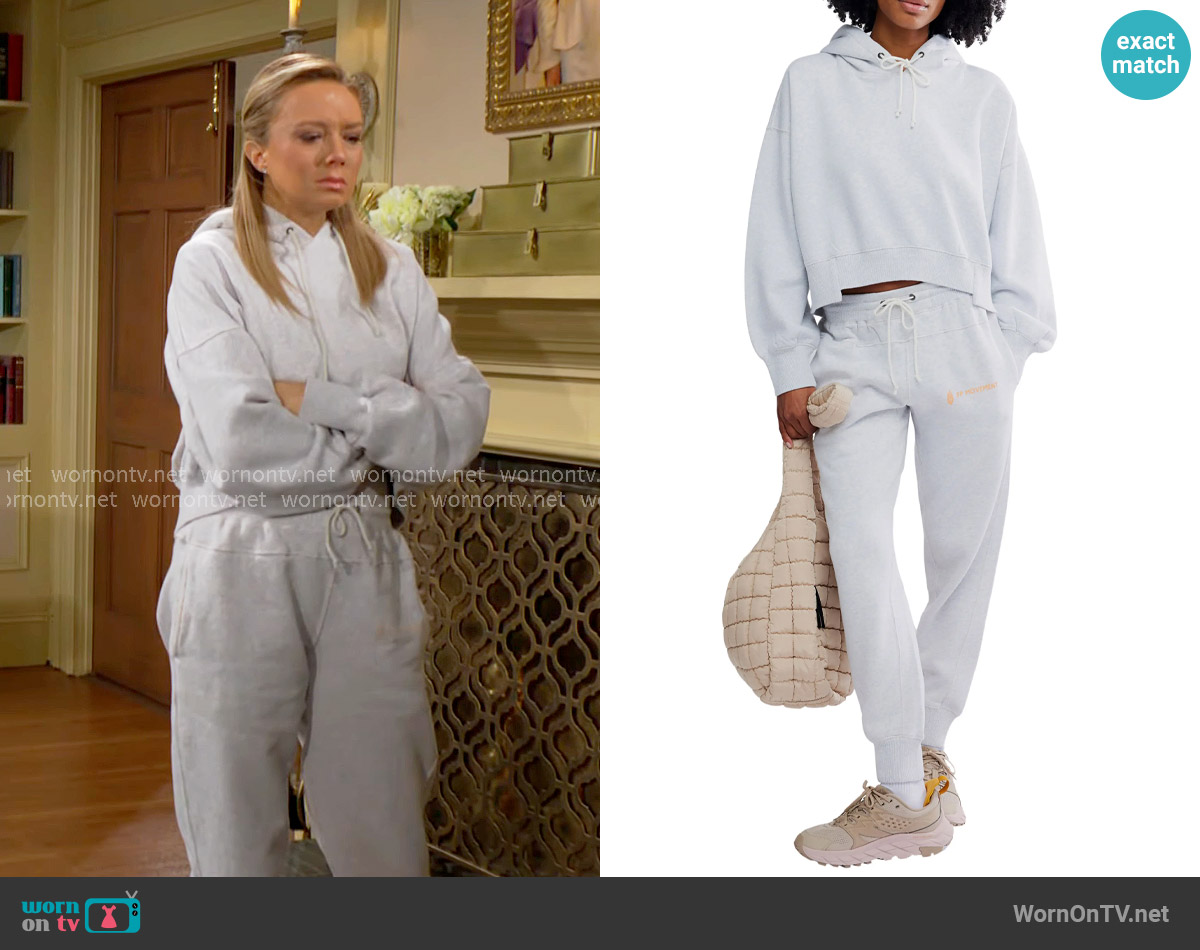 Free People Undefeated Hoodie & Jogger Set in Light Heather worn by Abby Newman (Melissa Ordway) on The Young and the Restless