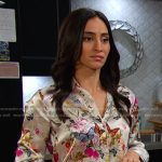 Gabi’s white butterfly print blouse on Days of our Lives