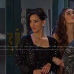 Gabi’s black embellished dress and cardigan on Days of our Lives