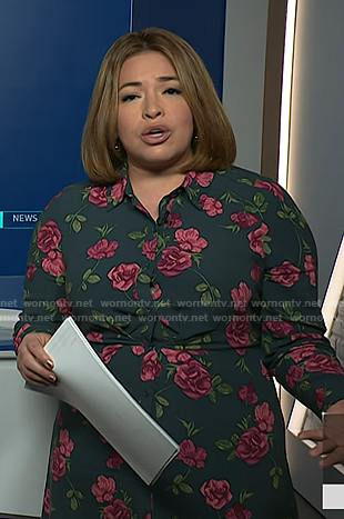 Gilma Avalos’s green floral print shirtdress on NBC News Daily