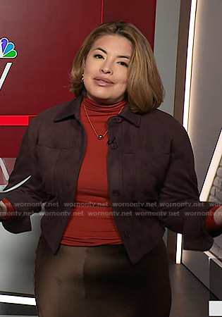 Gilma’s brown suede jacket on NBC News Daily