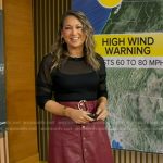 Ginger’s red belted leather skirt on Good Morning America
