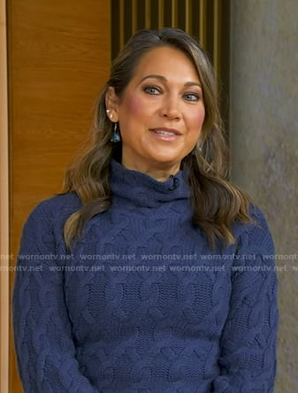 Ginger’s blue cable knit sweater on Good Morning America