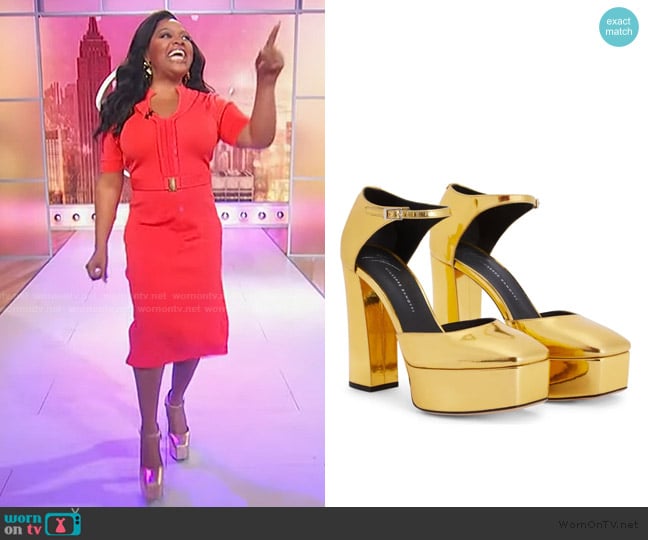 Giuseppe Zanotti Bebe 105mm platform-sole sandals worn by Sherri Shepherd on Sherri
